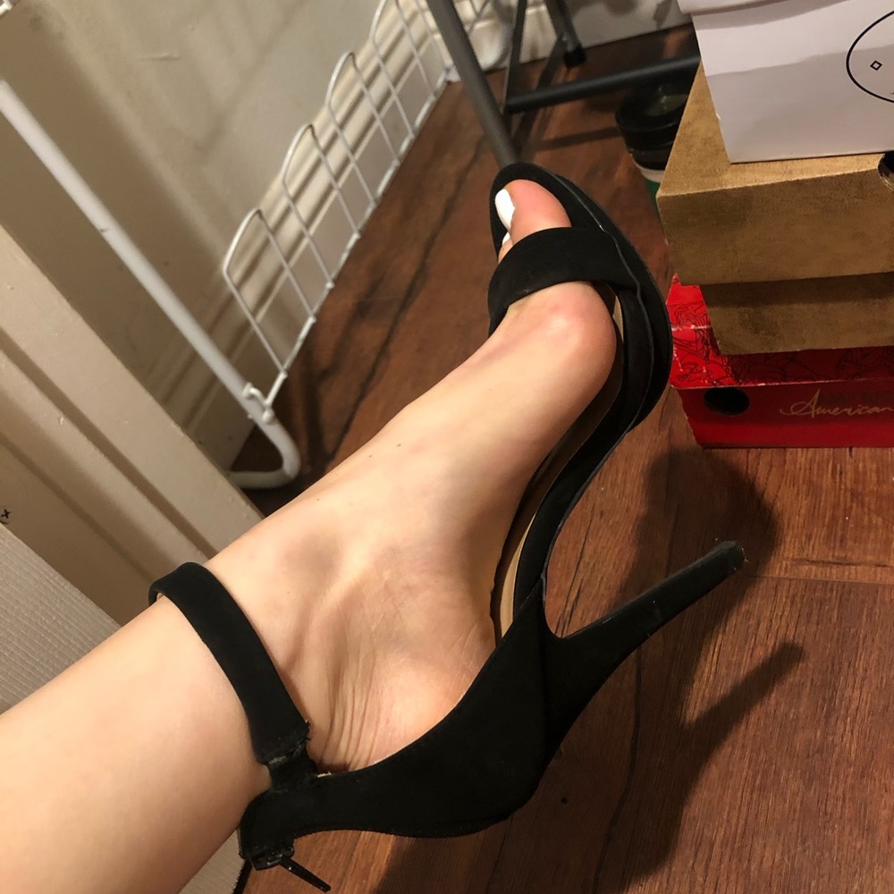 Black basic strap barely there heels